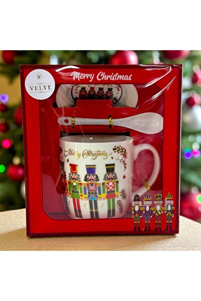 velve Σετ κεραμικής κούπας, πιατακιού και κουταλιού, Καρυοθραύστης, συσκευασμ...