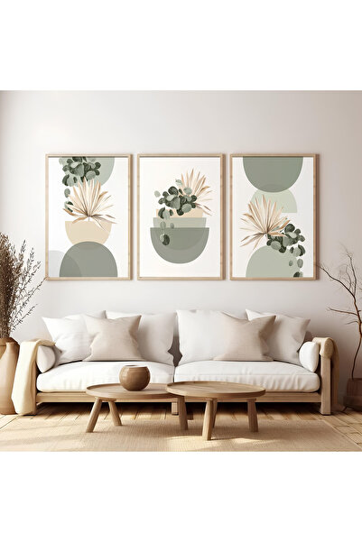 ARTCASTLE 3'lü Ahşap Çerçeveli Tablo Seti Sage Green