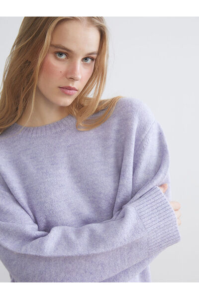 LC Waikiki طاقم الرقبة سترة تريكو المرأة كبيرة الحجم