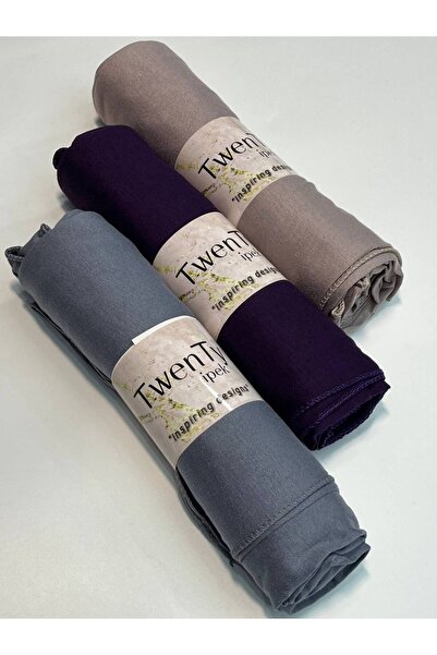 LA SEFA 3-Piece Combed Cotton Plain Shawl