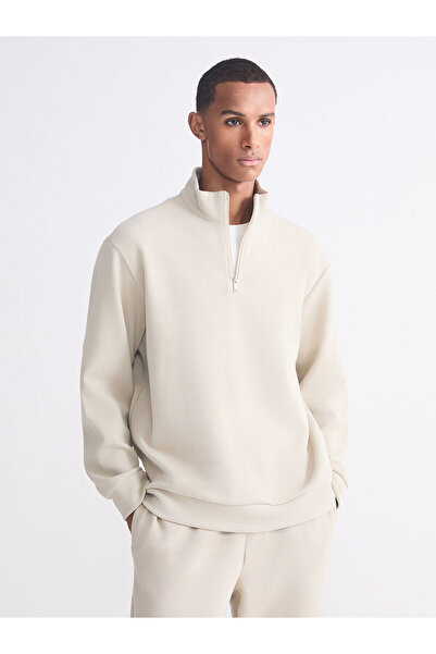 LC Waikiki Fermuarlı Dik Yaka Erkek Kalın Sweatshirt