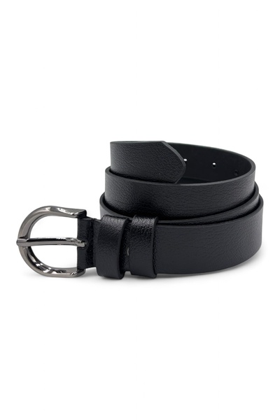 ÖZTÜRK DERİ Black Genuine Buffalo Leather Unisex Old Money Belt with Chrome B...