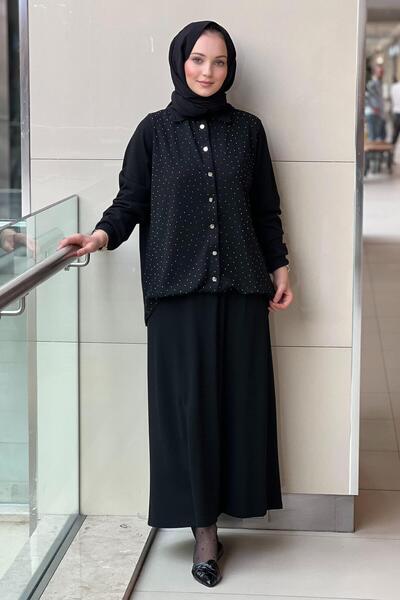 FUAT GÜRSEN Fuat Gürşen Serpme Taşlı Hırka Etek Triko Takım