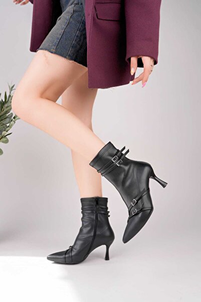 SETTİ MANA Tokalı Sivri Burun İnce Topuklu Fermuarlı Streç Bot