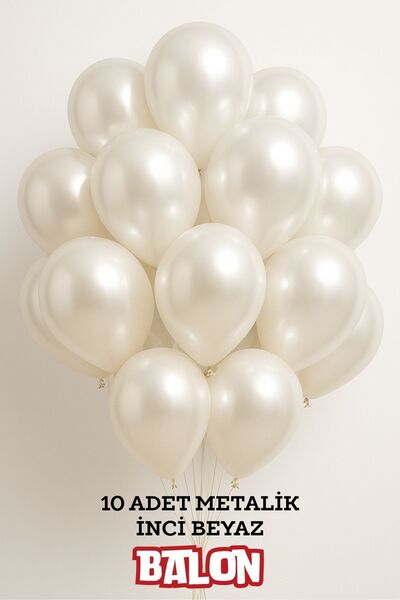 SkyPop 20-Piece Metallic Balloon Set, 10 Gold - 10 Pearl White, 1 Calligraphy Banner, Birthday