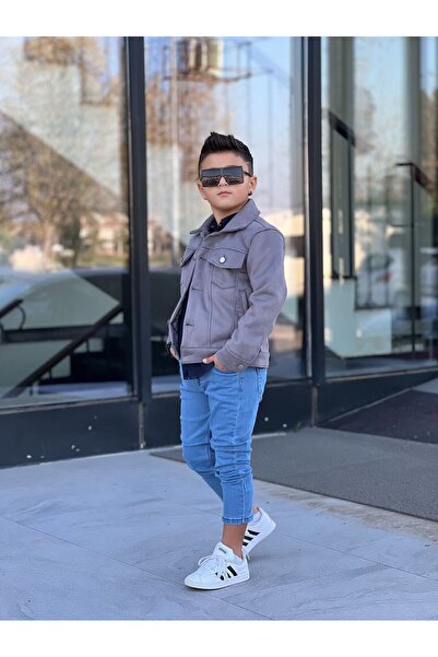 KINGDOM KIDS Erkek Çocuk 3’lü Şık Takım (Süet Ceket + Kot Gömlek + Kot Pantolon)