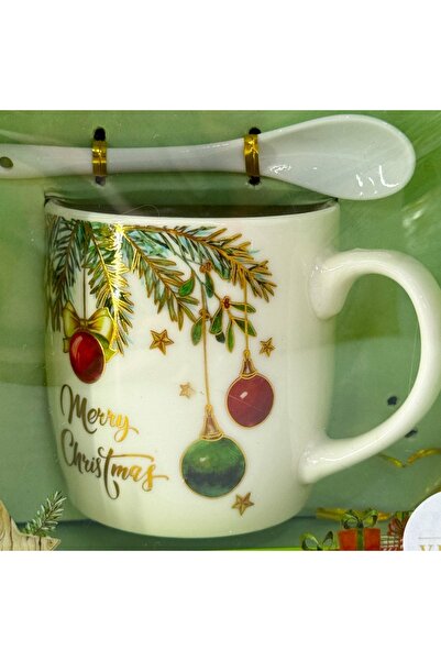 velve Σετ κεραμικής κούπας, πιατακιού και κουταλιού, Καλά Χριστούγεννα, συσκευασμένο σε κουτί με παράθυρο, 200ml