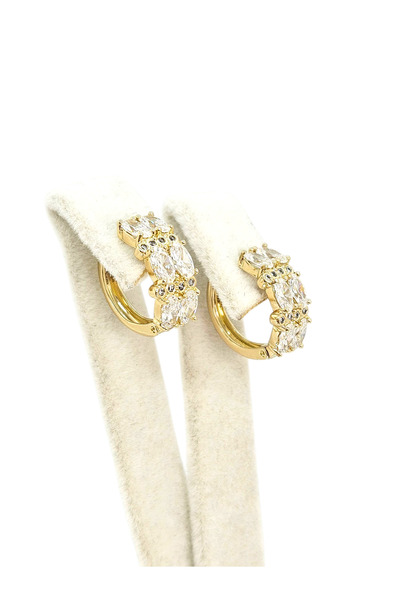 XUPING JEWELRY 14K Gold Renk Taşlı Halka Küpe | Jiro Accessories – XP Baskılı 316L Çelik