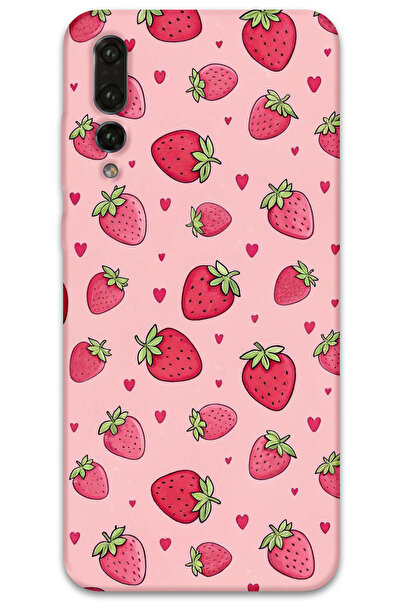 Gramaphone Huawei P20 Pro Uyumlu Çilek Desenli Telefon Kılıfı + Ekran Koruyucu - 5804