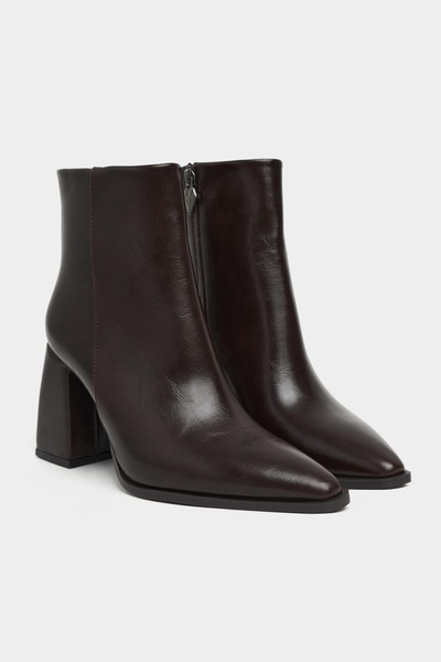 NİŞANTAŞI SHOES Juanita Kahve Rustik Desen Fermuar Detay Kadın Topuklu Bot