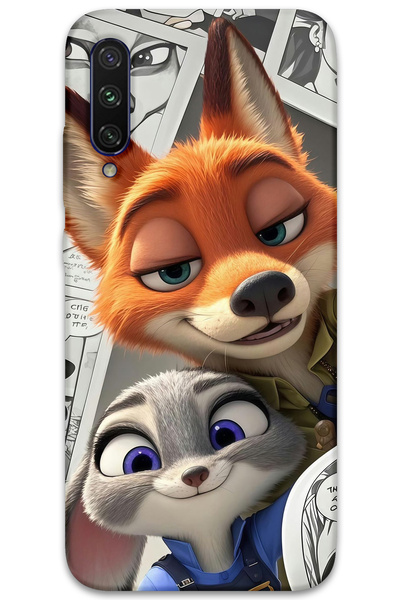 Gramaphone Xiaomi Mi A3 Uyumlu Zootopia Desenli Telefon Kılıfı + Ekran Koruyucu - 5942