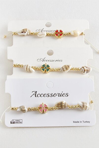 CT STONES سوار من خيوط المكرامية مزين بصدف البحر واللؤلؤ