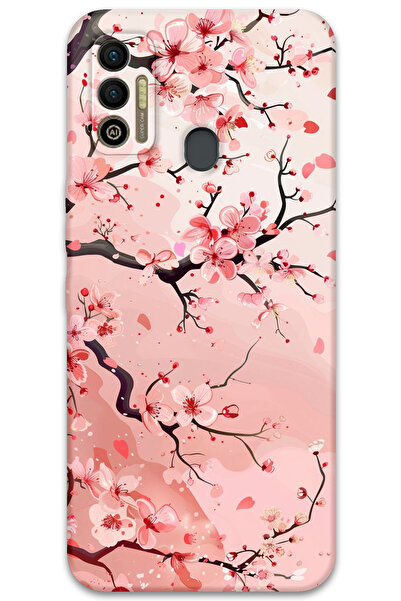 Gramaphone Tecno Spark 7T Uyumlu Çiçek Desenli Telefon Kılıfı + Ekran Koruyuc...