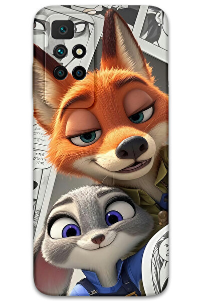 Gramaphone Xiaomi Redmi 10 Uyumlu Zootopia Desenli Telefon Kılıfı + Ekran Koruyucu - 5942