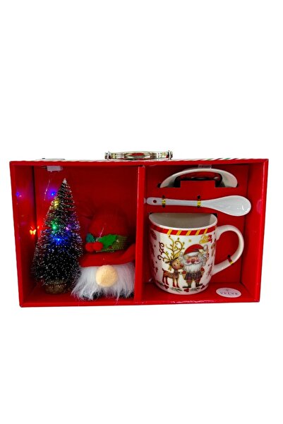 velve Pachet de Craciun, cu spiridus decorativ si set ceramic Santa's Milk Di...