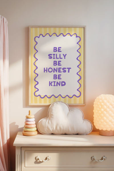 Posteria Tekli Leylak Tonlarda Kız Çocuk Odası Dekoru, Çocuk Odası Dekoru, Mo...