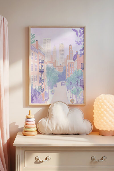 Posteria Tekli Leylak Tonlarda Kız Çocuk Odası Dekoru, Çocuk Odası Dekoru, Mo...