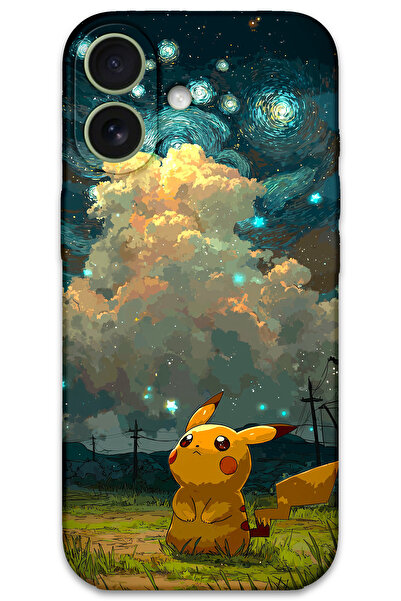 Gramaphone iPhone 16 Plus Uyumlu Pikacu Desenli Telefon Kılıfı + Ekran Koruyucu - 5940