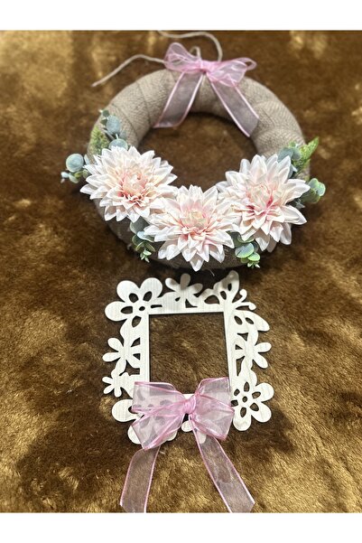 Marrone Ροζ Λουλουδάτο Στολίδι Πόρτας Καλάθι Πόρτας Στολίδι Σετ 3 τεμαχίων