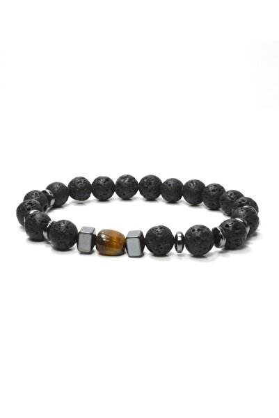 ILGIN DOĞAL TAŞ TAKI Lava Stone Hematite Tiger Eye Natural Stone Bracelet