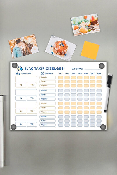 Metranya İlaç Takip Çizelgesi İlaç Tüketim Takipçisi Magnetli Planlayıcı Yaşl...