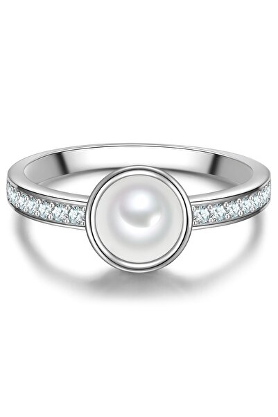 Trilani Silberring Ring Sterling Silber Muschelkernperle weiß Zirkonia weiß