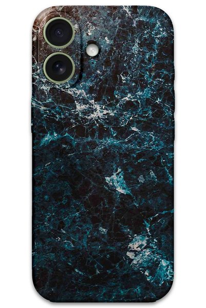 Gramaphone iPhone 16 Plus Uyumlu Mermer Desenli Telefon Kılıfı + Ekran Koruyu...