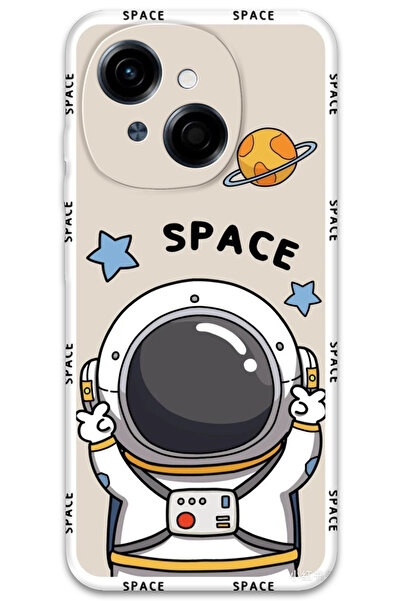 Gramaphone Tecno Spark Go 1 2025 Uyumlu Astronot Desenli Telefon Kılıfı + Ekr...