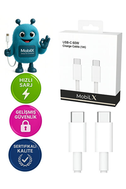Xiaomi 12 Pro Uyumlu 60W Type-C to Type-C Örgülü Şarj ve Data Kablosu (1m)