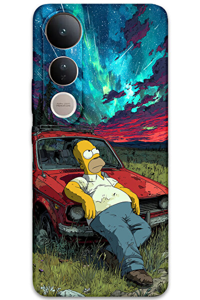 Gramaphone Vivo V50 Lite 4G Uyumlu Simpson Desenli Telefon Kılıfı + Ekran Kor...