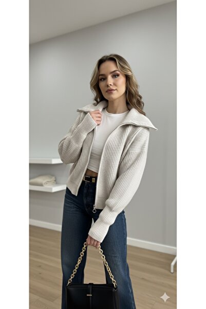 dwnwear Knitwear Turn-Down Collar Women's Cardigan