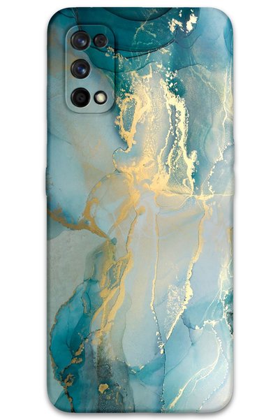 Gramaphone حافظة هاتف بنمط رخامي متوافقة مع هاتف Realme 7 Pro + واقي شاشة - 5814