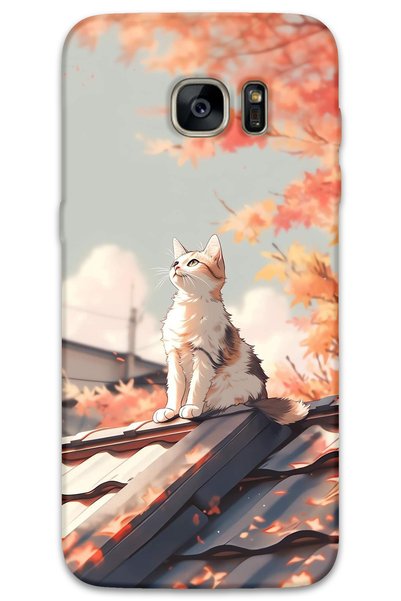 Gramaphone Galaxy S7 Edge Compatible Cat Pattern Phone Case + Screen Protecto...