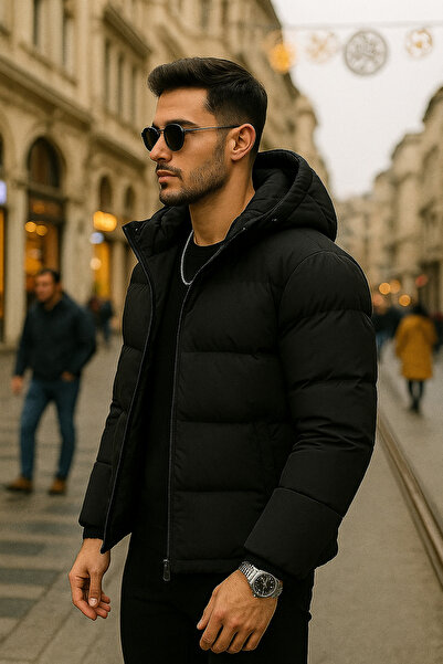 Rogyi Tekstil Чоловічий зимовий водонепроникний та термоізоляційний пуховик із знімним капюшоном