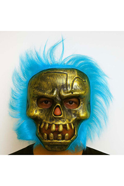 Skygo الجمجمة البرية - قناع هيكل عظمي من النحاس مع شعر فيروزي