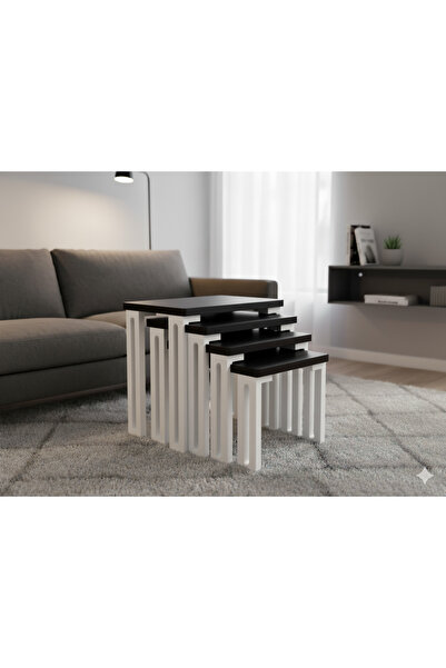 GÜVENÇ Modern 4'lü Zigon Sehpa Takımı Seti - Yenilikçi Tasarım Özel Üretim 45...