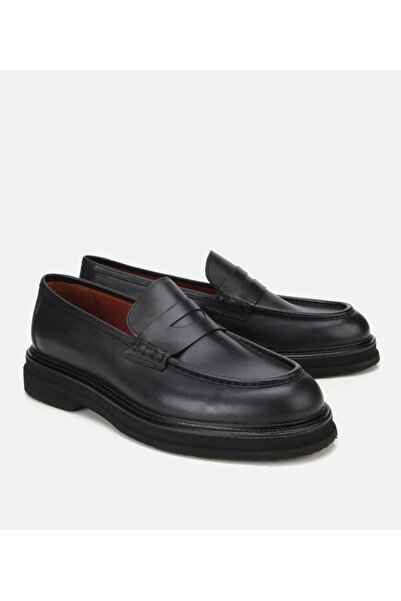 Hotiç Erkek Deri Siyah Yumuşak Dokulu Kalın Tabanlı Klasik Loafer