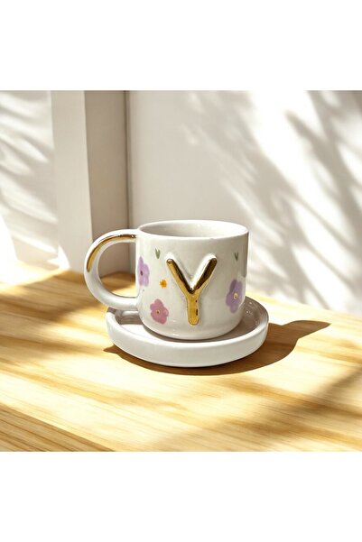 Deniz Kızı Seramik Letter Y Handmade Ceramic Cup