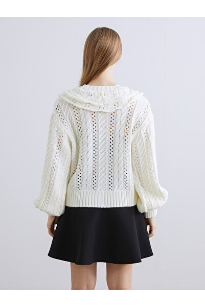 LC Waikiki Peak New Season Peter Pan collar Lace-Like Knit Women's Knitwear Cardigan