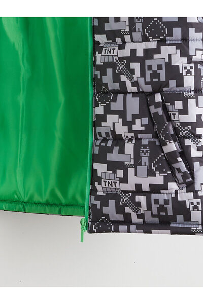 LC Waikiki Kapüşonlu Minecraft Baskılı Erkek Çocuk Şişme Yelek