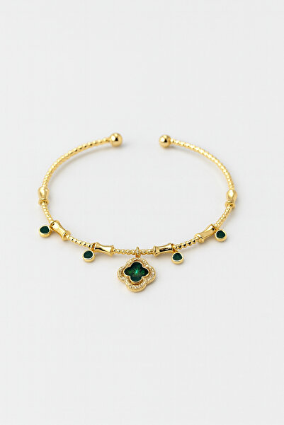 AFRODİTGOLDBUJİTERİ Yeşil charm kelepçe