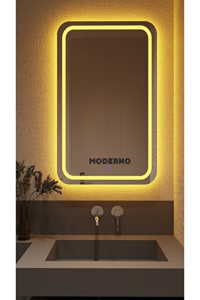 L' CAPO Mdrno Amber Led'li Lazer Kumlamalı Lavabo & Banyo Aynası (Dokunmatik ...