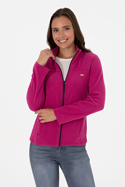U.S. Polo Assn. Kadın Fuşya Fermuarlı Dik Yaka Polar Sweatshirt 50316729-VR023