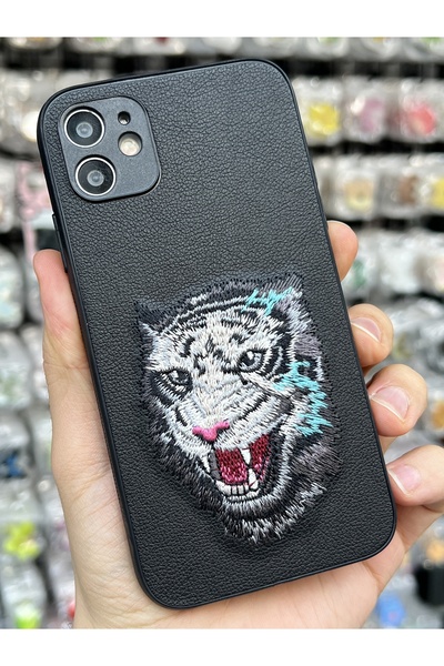 EDELFU iPhone 11 UYUMLU - Deri Kaplama Kumaş Kabartma Tasarımlı Yanları Yumuş...