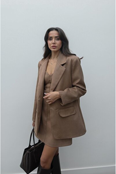 Havoş Mink Allen Suede Dress Jacket Set