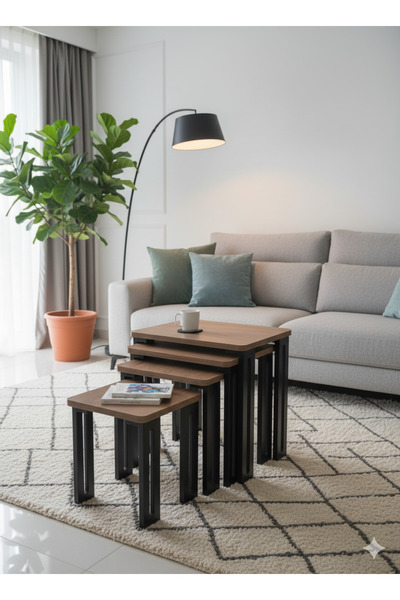 GÜVENÇ Modern 4'lü Zigon Sehpa Takımı Seti - Yenilikçi Tasarım Özel Üretim 45...