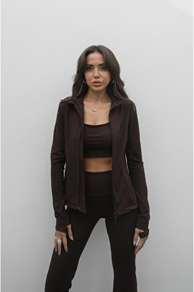 Havoş Brown Bralet Leggings Jacket Set