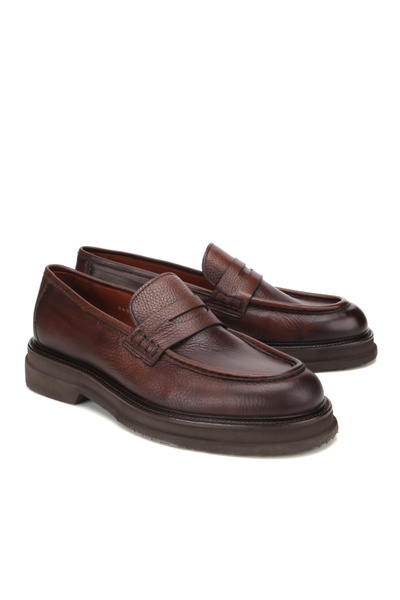 Hotiç Erkek Deri Kahverengi Yumuşak Dokulu Kalın Tabanlı Klasik Loafer