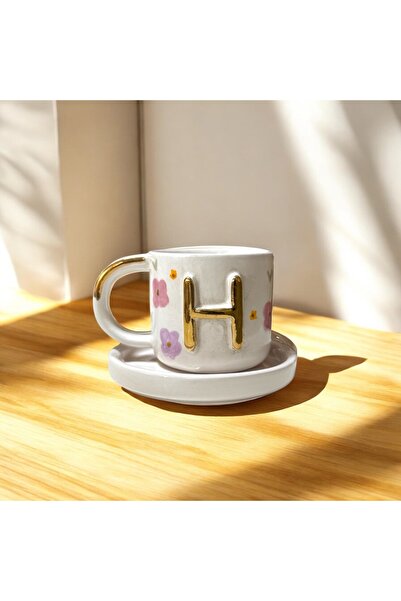 Deniz Kızı Seramik Letter H Handmade Ceramic Cup