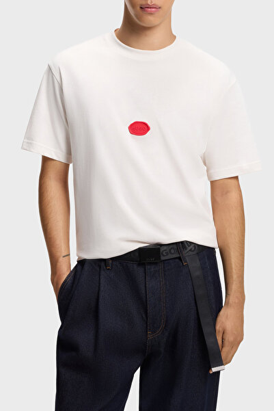 HUGO Logolu Pamuklu Relaxed Fit Bisiklet Yaka T Shirt Erkek T SHİRT 50546716 102
